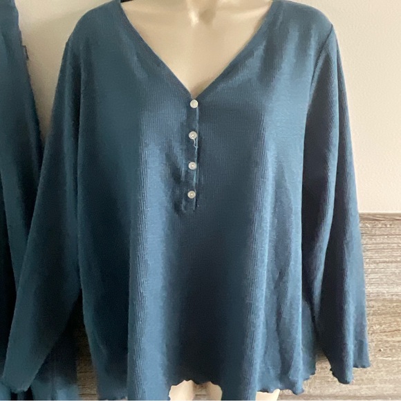 Eddie Bauer teal waffle knit pajama set Size 2X (P1) - Picture 2 of 10
